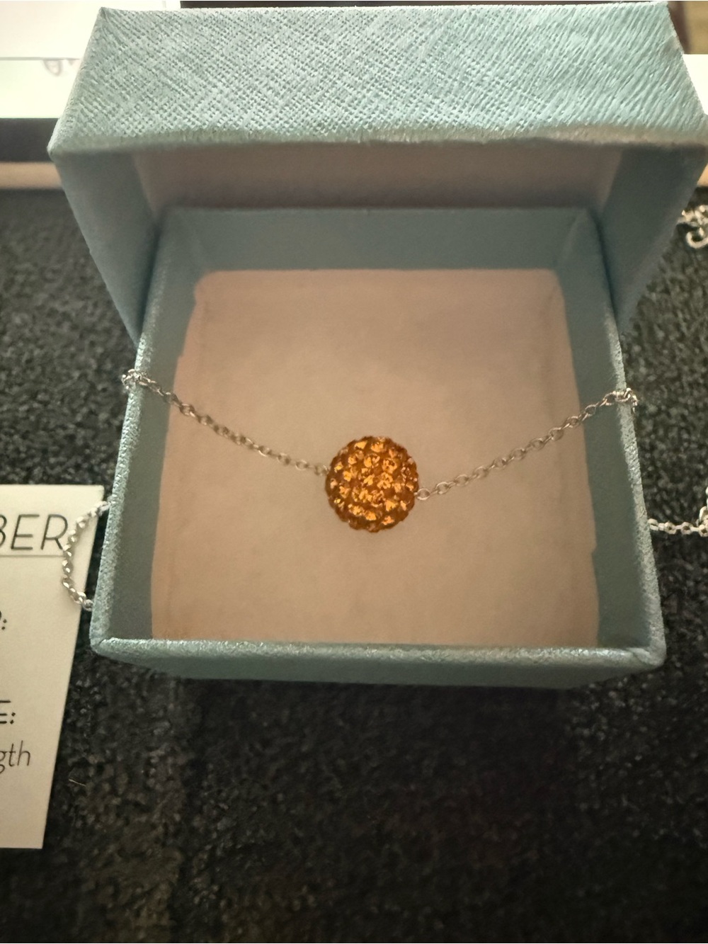 Touchstone Swarovski Silver Chain Necklace with Topaz November Crystal Ball